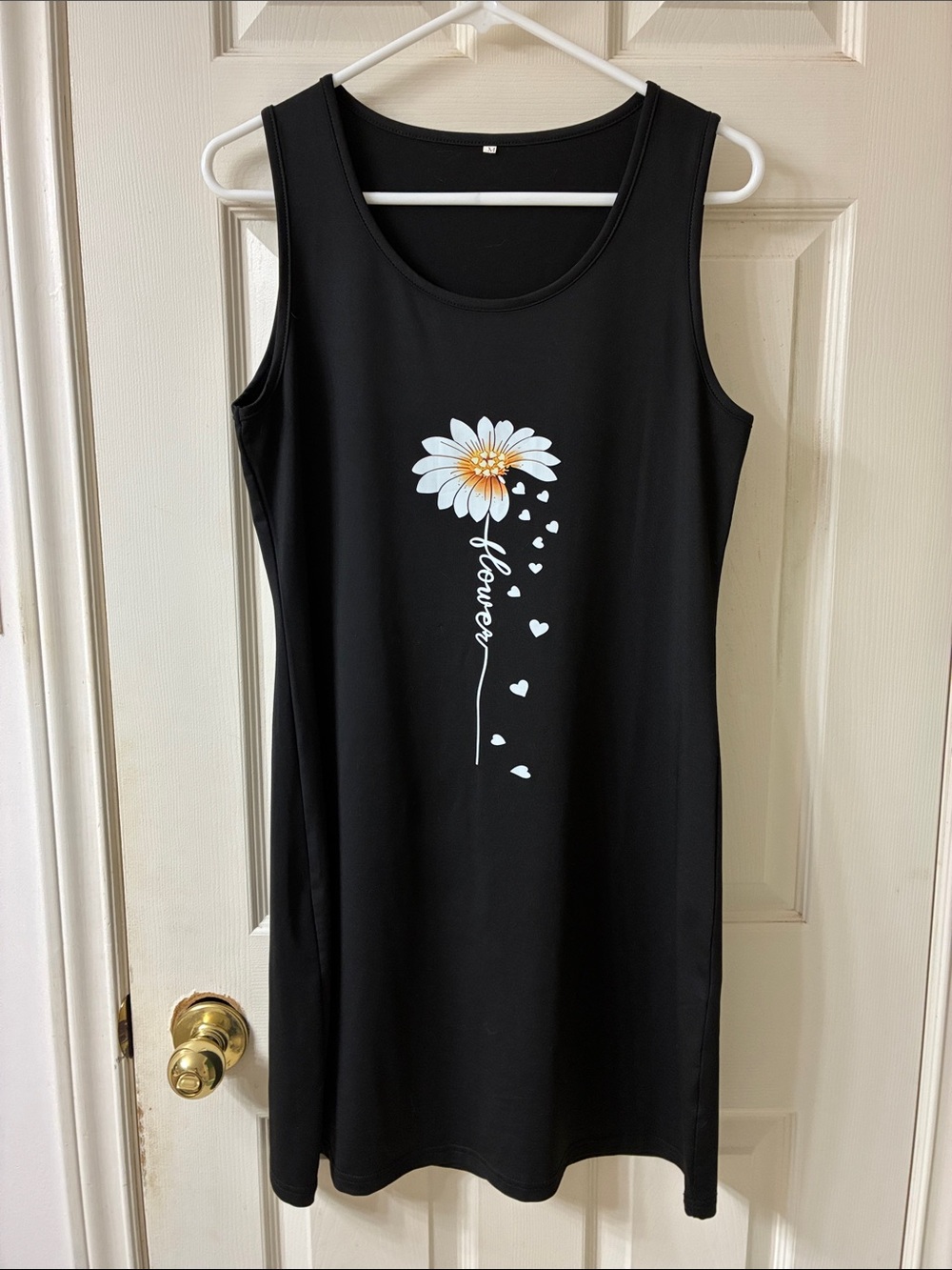 🌷3 for $25🌷Temu, US M, Black & White Daisy Print Sleeveless Tank Dress